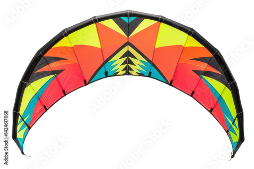 Colorful kitesurfing kite designed for extreme water sports and fun in the sun during summer vacation at the beach