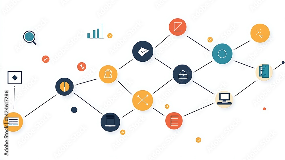 connections Minimalist timeline infographic with modern flat icons and sleek line connections Minimalist timeline infographic with modern flat icons and sleek line