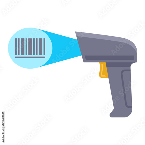 barcode scanner device for inventory control. flat vector illustration.