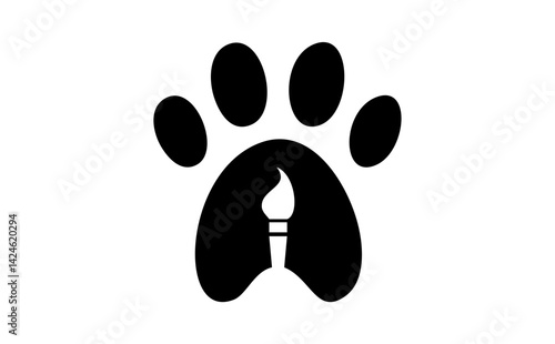 Dog paw with Brushes Premium Vector