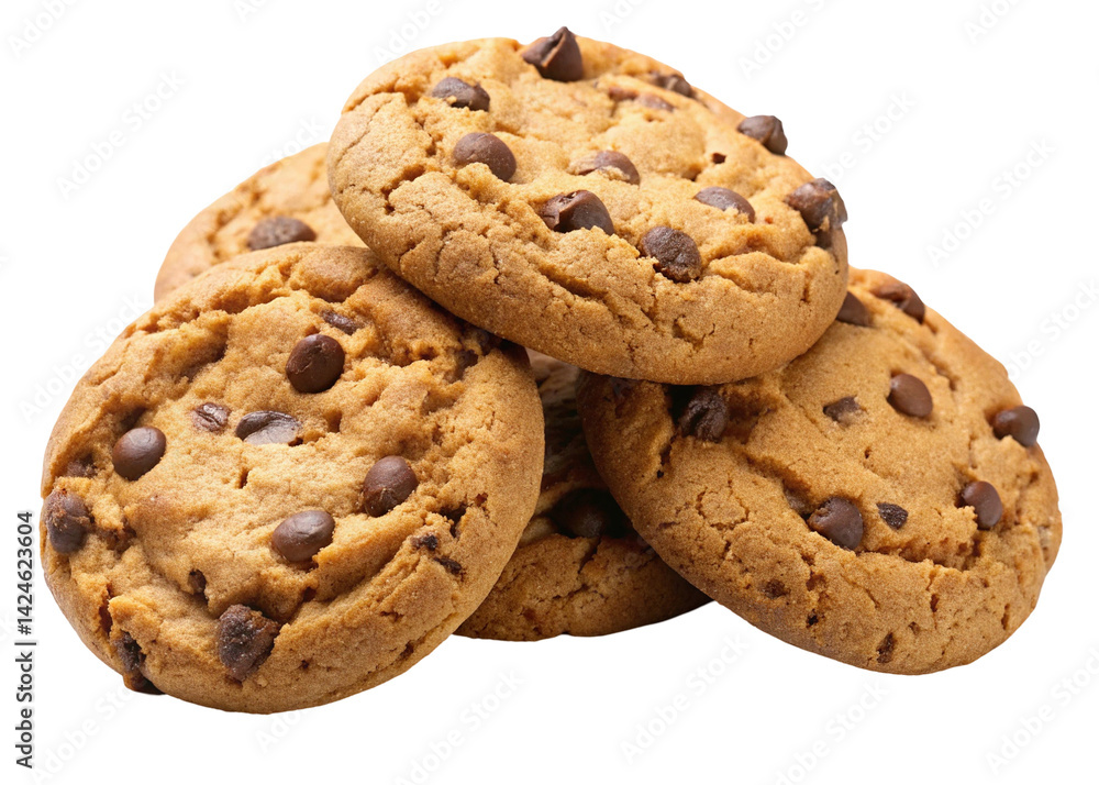 Stack of Delicious Chocolate Chip Cookies Isolated on a transparent background Stack of Delicious Chocolate Chip Cookies Isolated on a transparent background