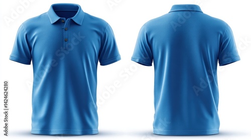 Classic Blue Polo Shirt: Front and Back View Mockup