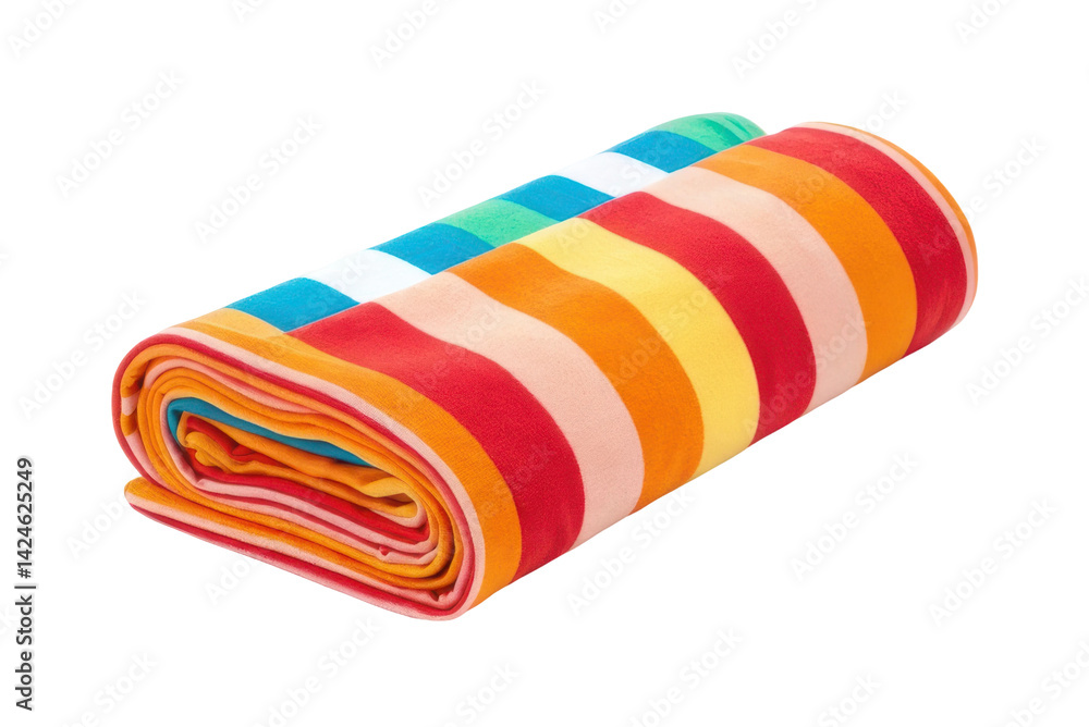 Obraz premium Vibrant striped picnic blanket perfect for summer outings and outdoor relaxation in parks or beaches