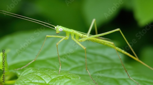 Wallpaper Mural Close-up of a vibrant green insect on a leaf Torontodigital.ca