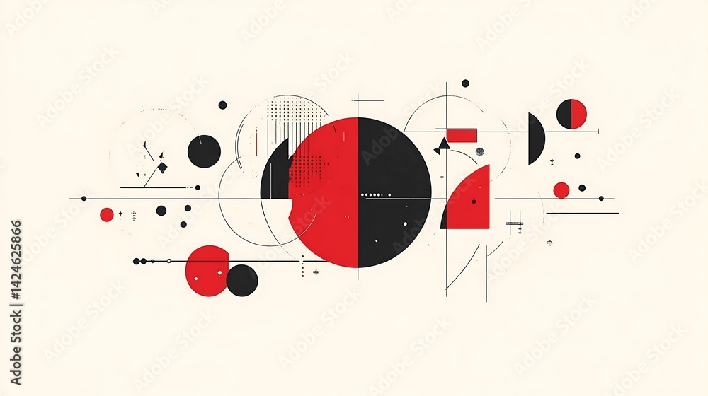 Fototapeta premium Abstract Red Black Geometric Art.