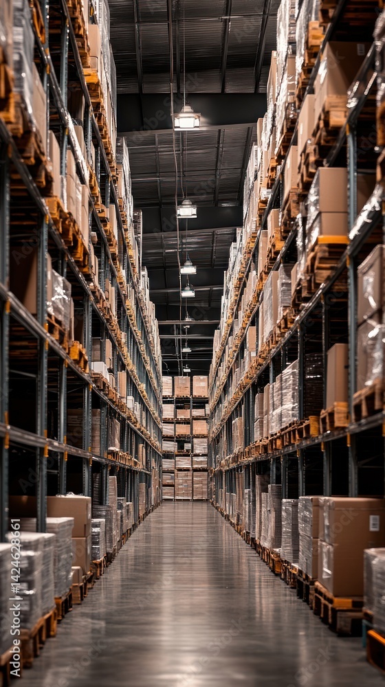 Immense Warehouse Aisles: A Symphony of Cardboard Boxes Immense Warehouse Aisles: A Symphony of Cardboard Boxes