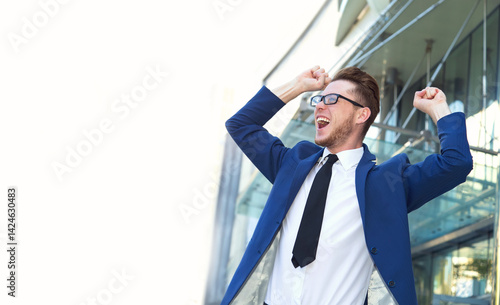 Wallpaper Mural Very happy businessman. Success, because he got a new job. Torontodigital.ca