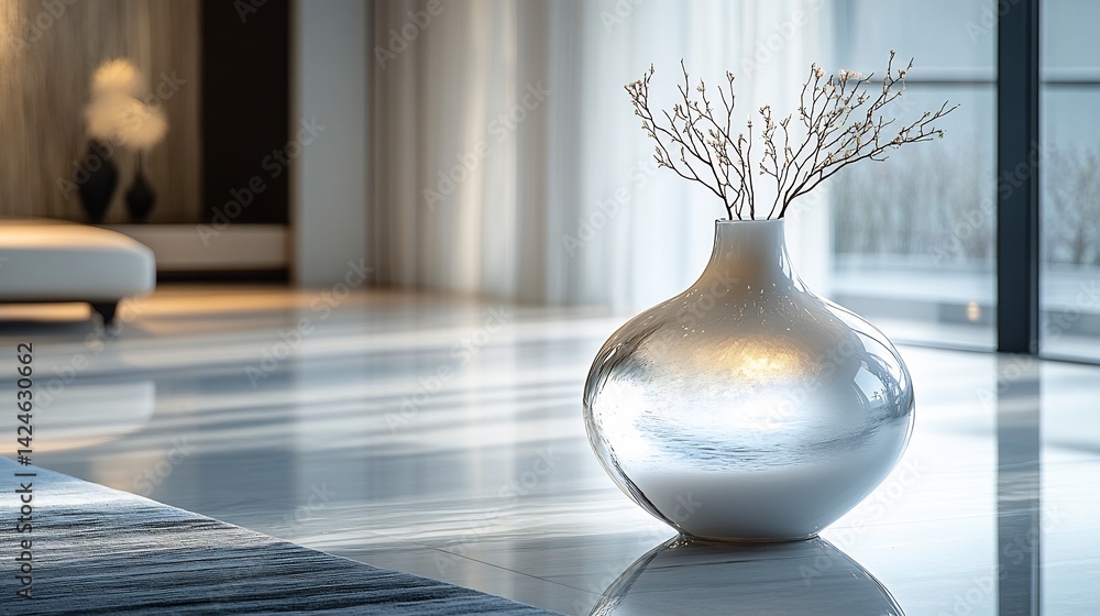 Porcelain vase displayed in an art gallery with high key lighting emphasizing the smooth reflective surface The clean bright lighting creates a modern contemporary feel Porcelain vase displayed in an art gallery with high key lighting emphasizing the smooth reflective surface The clean bright lighting creates a modern contemporary feel