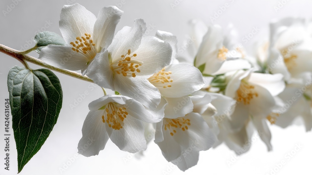 Obraz premium Delicate Jasmine Blossoms: A Serene White Floral Study
