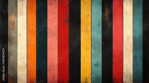 Distressed Colorful Wood Planks: A Textured Vertical Panel of Va