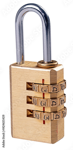 Combination padlock on isolated background.