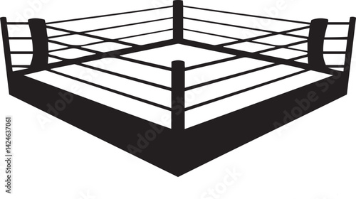 Black and White Silhouette of an Empty Boxing Ring