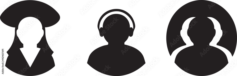 Black silhouette vector illustration of a user and call center agent, a simple vector illustration of a man and women AI generative Black silhouette vector illustration of a user and call center agent, a simple vector illustration of a man and women AI generative
