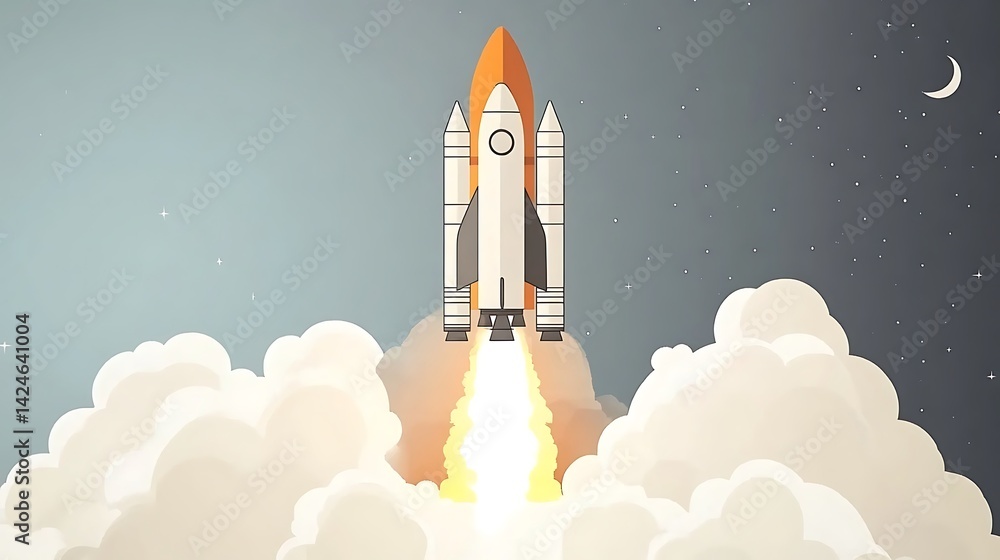 Rocket Launch with Night Sky Ascent. Rocket Launch with Night Sky Ascent.