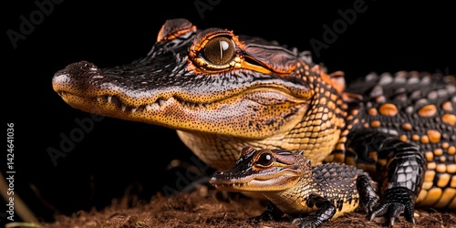  baby alligator with adult 
