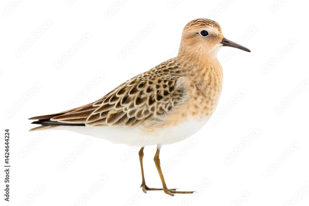 Fototapeta premium Small shorebird by the seaside with intricate feather patterns suitable for nature studies