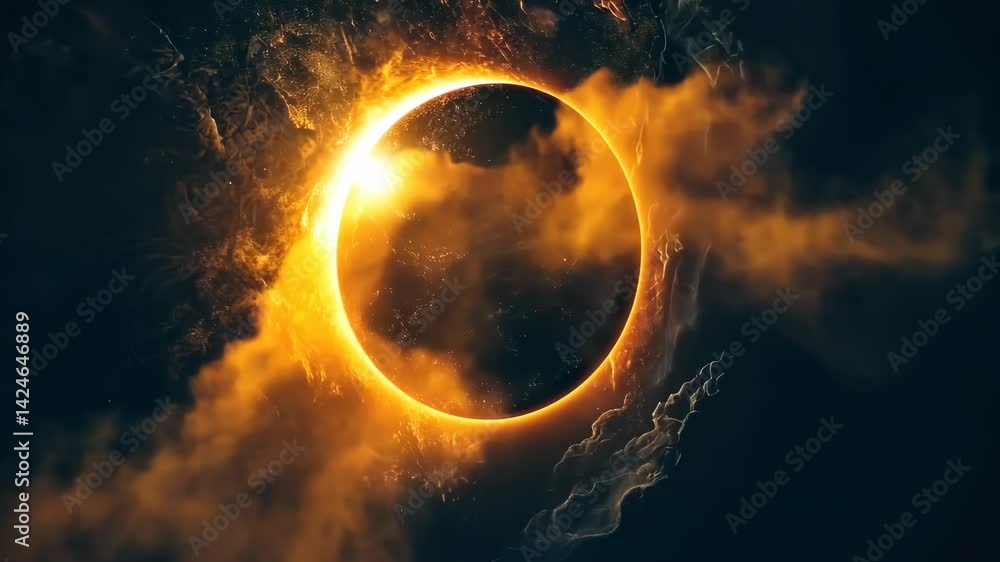 cosmic eclipse with glowing edges, dark background, rich tones, celestial vibe, high detail, cosmic atmosphere, mysterious look