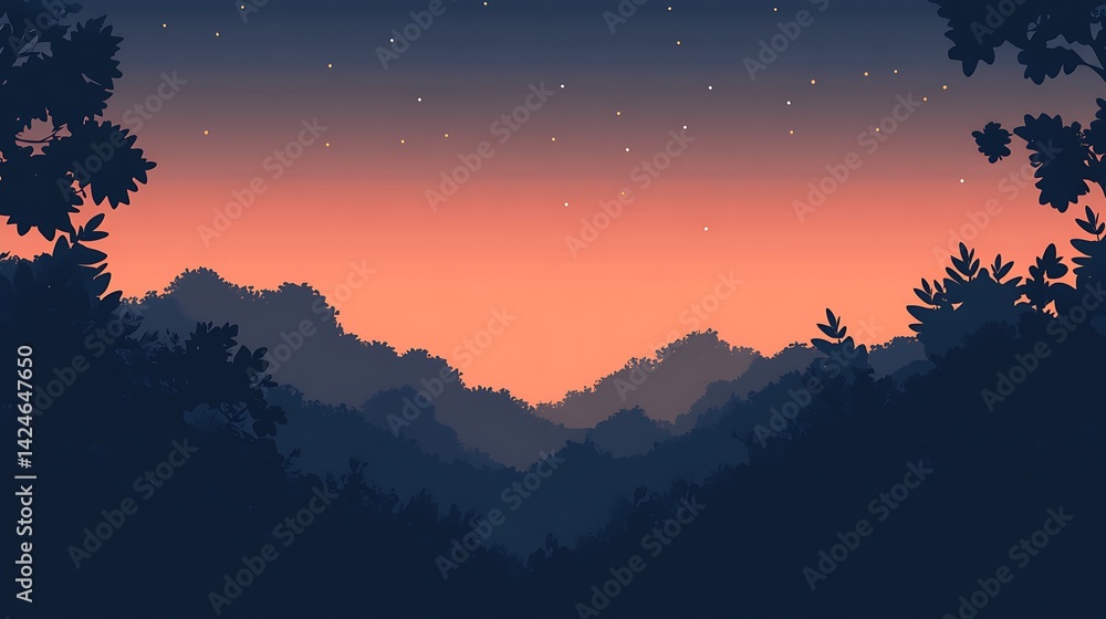 Fototapeta premium Sunset Mountain Silhouette.