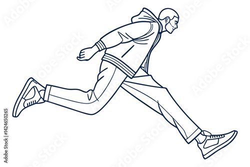 Jumping Man One Line Minimal Sketch