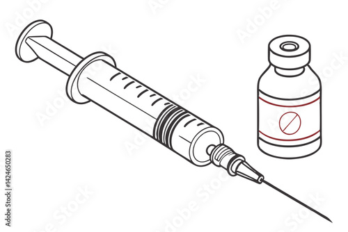 Minimal Medicine and Syringe Sketch