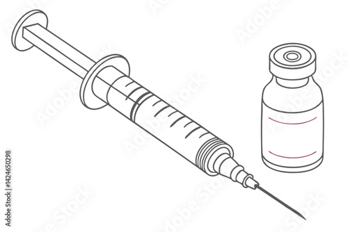 Syringe and Medicine Vial Outline Art