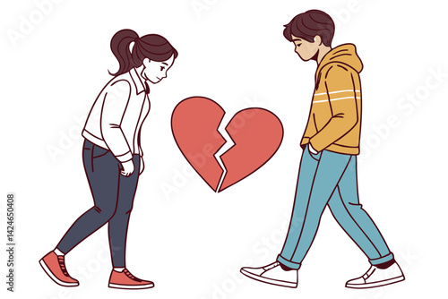 Illustration of Heartbreak and Couple