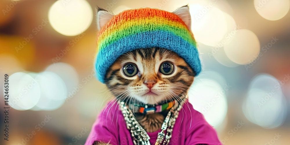 kitten dressed like hop-hop rapper kitten dressed like hop-hop rapper