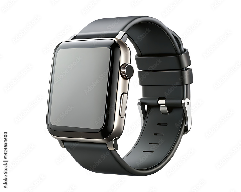 wrist smart watch mockup with black strap, png file of isolated on white background png wrist smart watch mockup with black strap, png file of isolated on white background png
