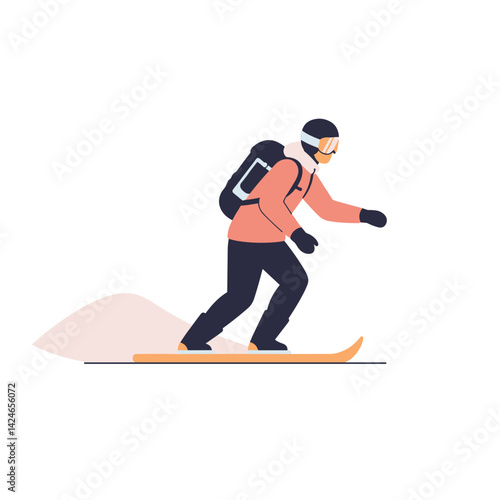 Snowboarding trip - snowboarder enjoying the sport in action  