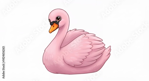 Fototapeta Naklejka Na Ścianę i Meble -  Pink swan illustration isolated on white background for design elements