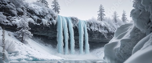 Fototapeta Naklejka Na Ścianę i Meble -  Frozen waterfall icy waterfalls winter landscape.