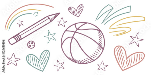A lively mix of rainbow crayons, sketchy hearts, and dancing stars sets the stage for playful expression and young creativity