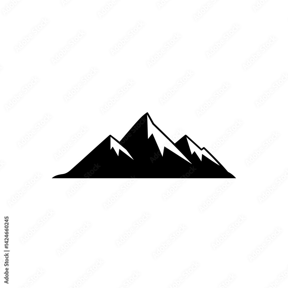 Black silhouette of mountains against a plain background Black silhouette of mountains against a plain background