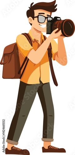 Photographer Vector Illustration on Transparent Background