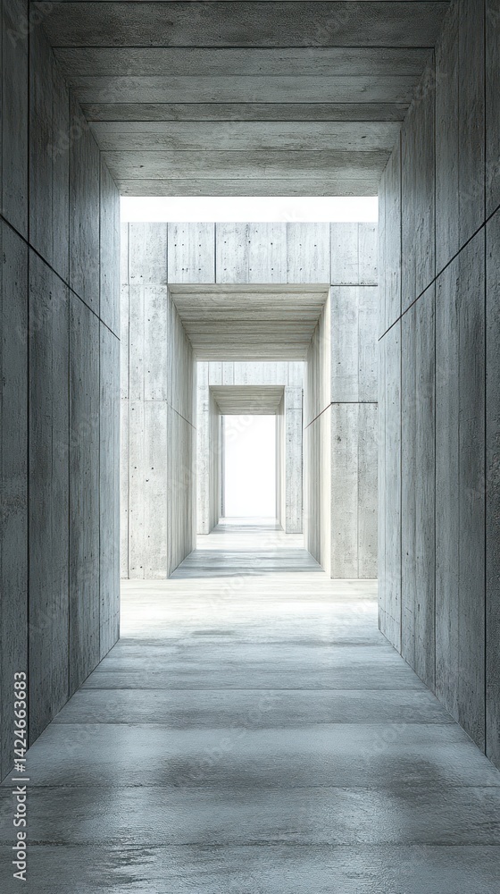 Fototapeta premium Endless Concrete Corridor: A Journey into Architectural Minimalism