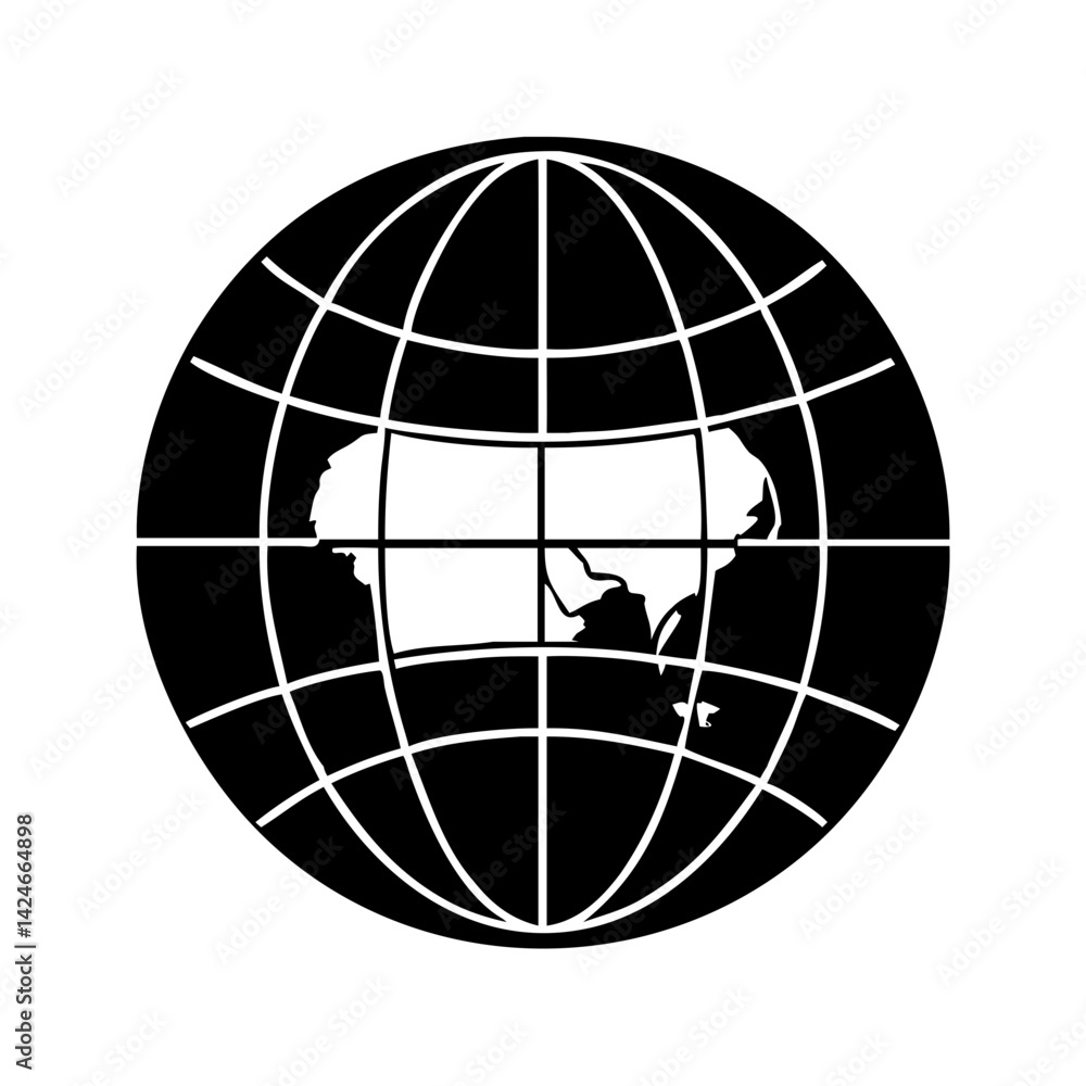 Obraz premium globe icon, globe silhouette vector illustration-simple silhouette illustration of globe, perfect for globe logos and icons