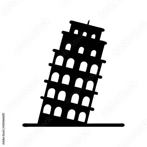 leaning tower of pisa icon, leaning tower of pisa silhouette vector illustration-simple silhouette illustration of leaning tower of pisa, perfect for leaning tower of pisa logos and icons