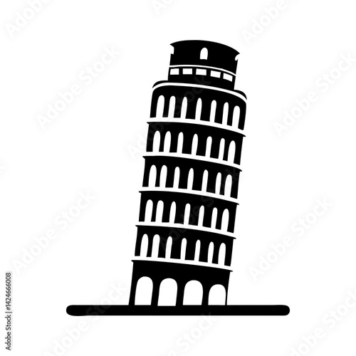 leaning tower of pisa icon, leaning tower of pisa silhouette vector illustration-simple silhouette illustration of leaning tower of pisa, perfect for leaning tower of pisa logos and icons