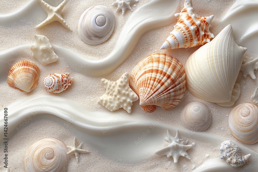 Cream and shells on the sand
Cream and shells on the sand