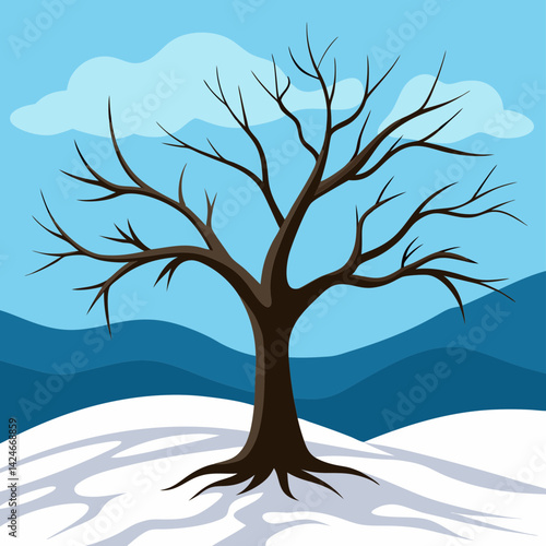 Dead Tree in Winter Branches Minimalist Art