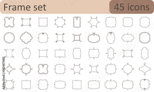 Stylish vector frame illustration with elegant ornamental details. Ideal for invitations, branding, packaging, and decorative projects. Fully editable and isolated design.frames with bows