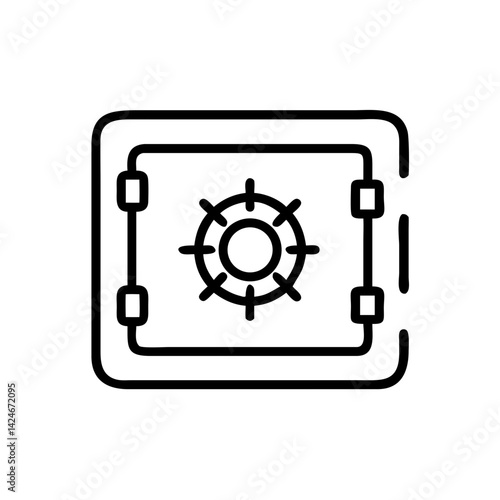 Bank vault door icon, security asset concept