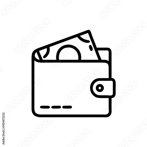 Wallet icon with cash, financial management concept