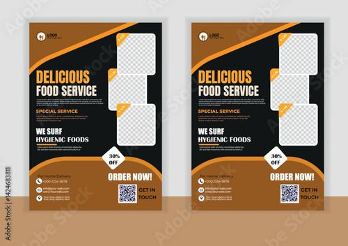 Modern and elegant unique  food  restaurant flyer template Poster with healthy and organic food design for A4 print & easy to customize