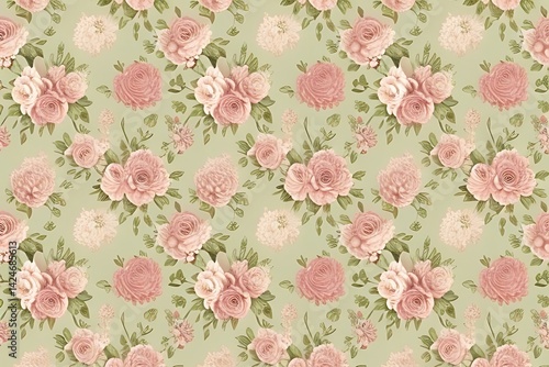 Wallpaper Mural seamless pattern with flowers Torontodigital.ca
