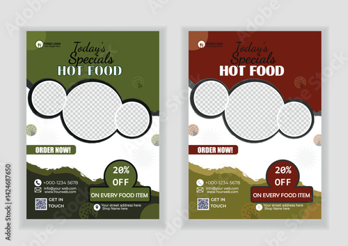 Modern and elegant unique  food  restaurant flyer template Poster with healthy and organic food design for A4 print & easy to customize