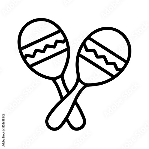 outline icon of mexican maracas musical instrument in black line style, festive symbol for celebration, music, party, cinco de mayo decoration