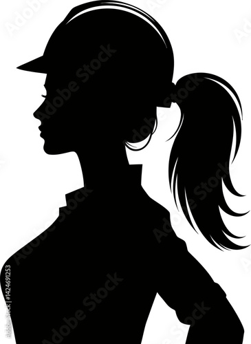 Silhouette of a Woman in a Hard Hat Construction, Engineering, Female Empowerment