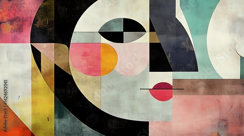 Abstract Cubist Portrait Art.