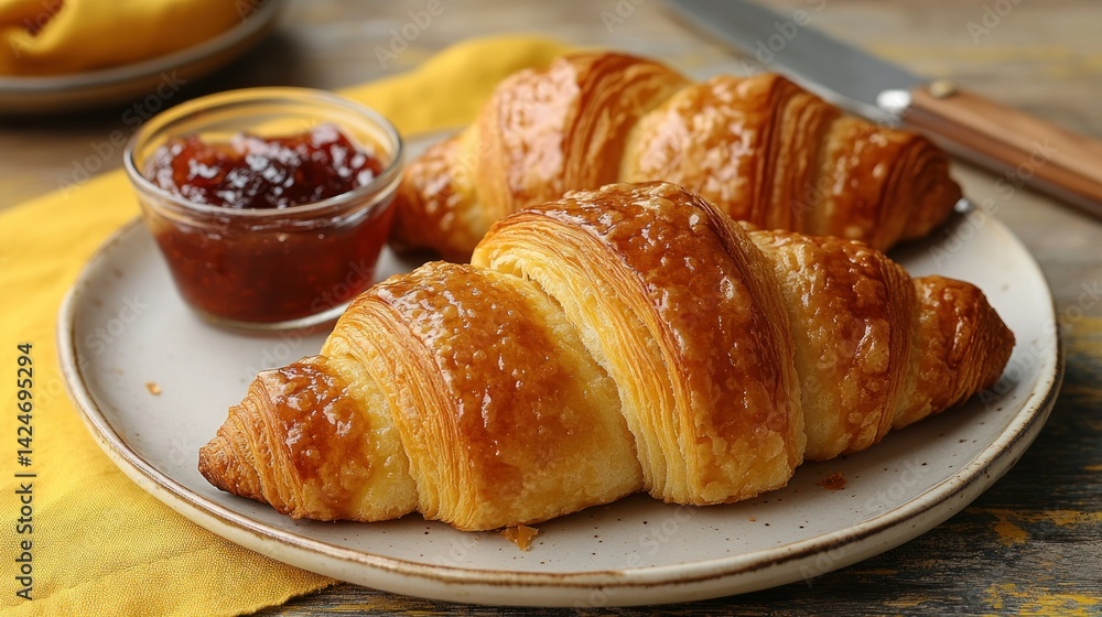 Golden croissants with jam Golden croissants with jam